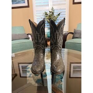 Full Quill Ostrich grey western cowboy boots